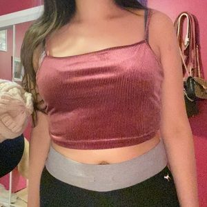 Velvet spaghetti strap crop top